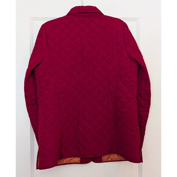 J. Jill Women's Size Medium Red Orange Quilted Puffer Snap Closure Coat Jacket - Picture 4 of 9